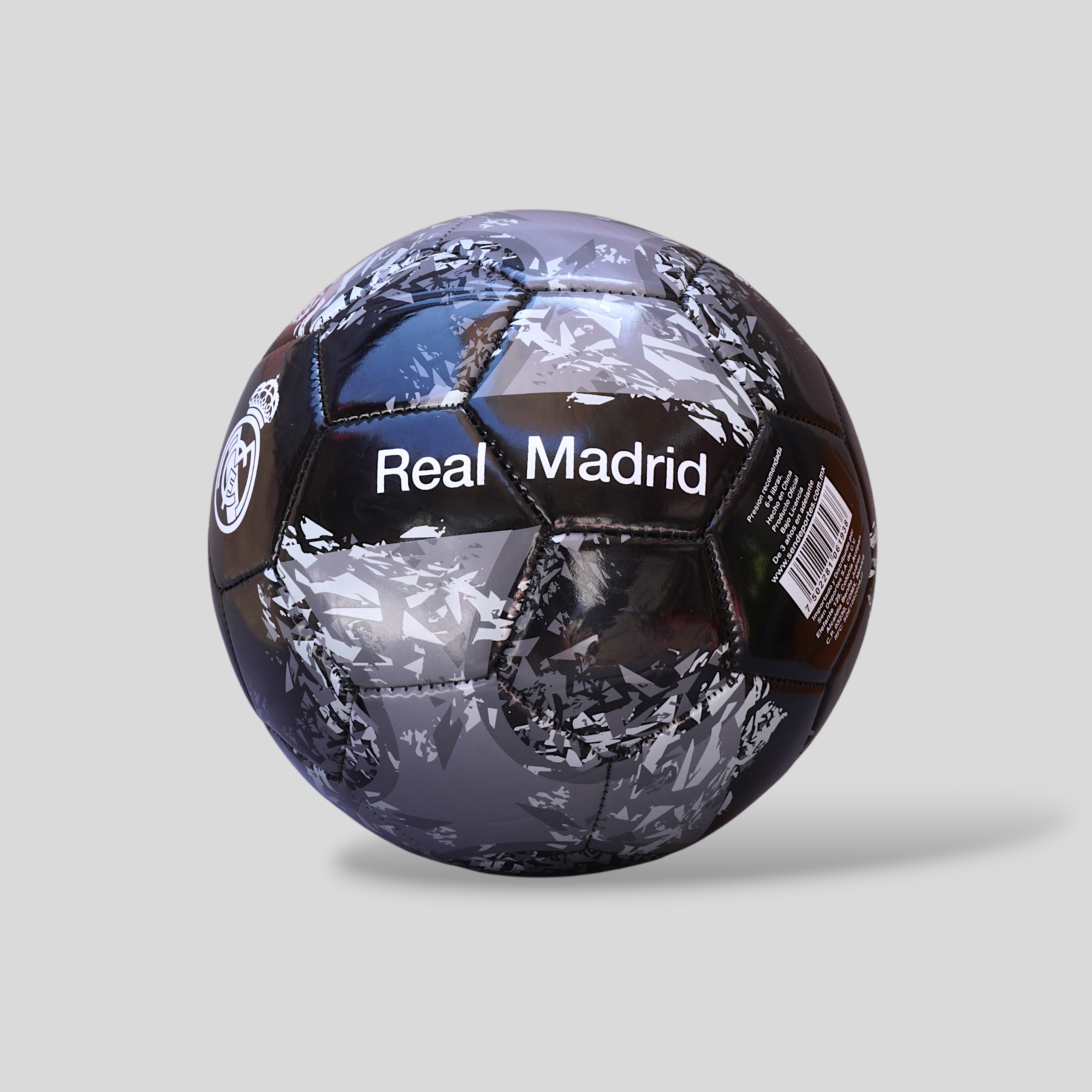 Balón de Fútbol Real Madrid Blanco y Rosa Número 5 Cosido