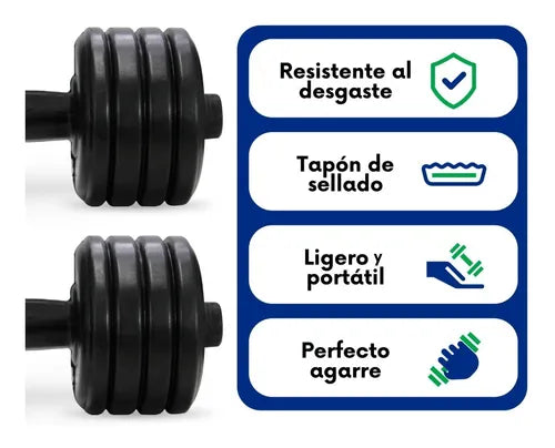 Par de Mancuernas de 3.5 kg c/u (Peso Total 7 kg) de Plástico Rellenas de Marmolina para Entrenamiento en Casa o Gimnasio
