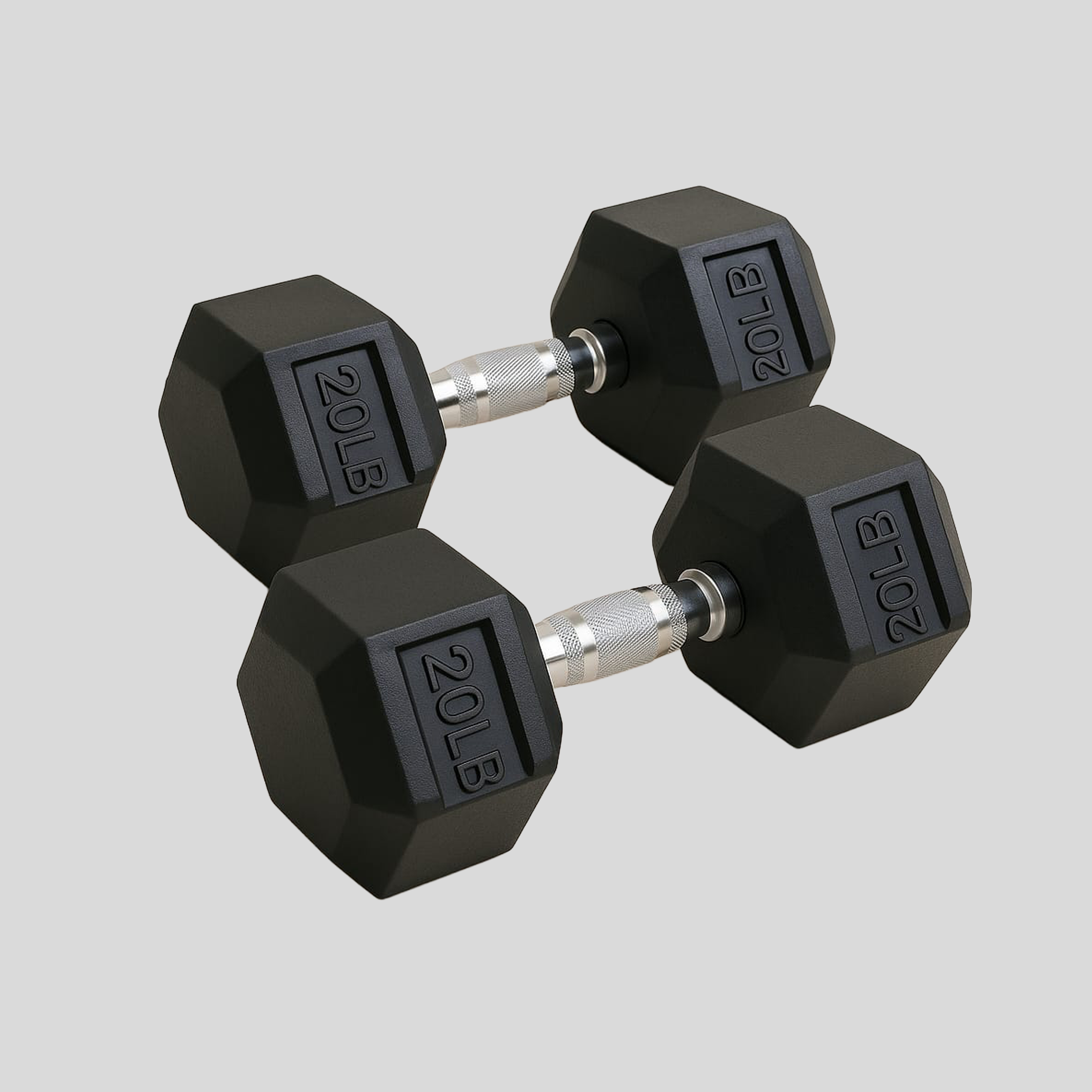 Par de Mancuernas Profesionales de 20 lb c/u (40 lb Total) con Recubrimiento de Caucho/Hexagonales para Casa o Gimnasio
