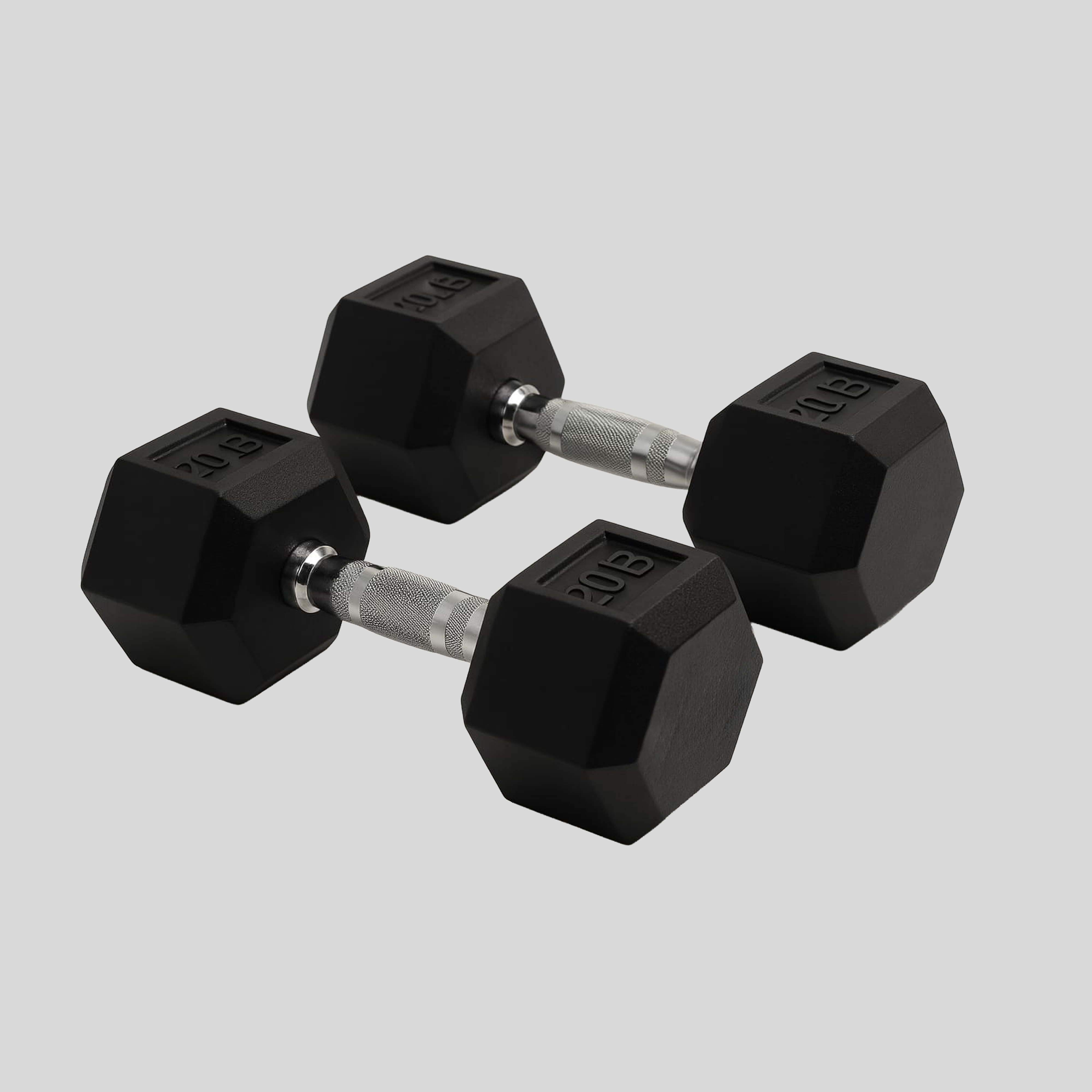 Par de Mancuernas Profesionales de 20 lb c/u (40 lb Total) con Recubrimiento de Caucho/Hexagonales para Casa o Gimnasio