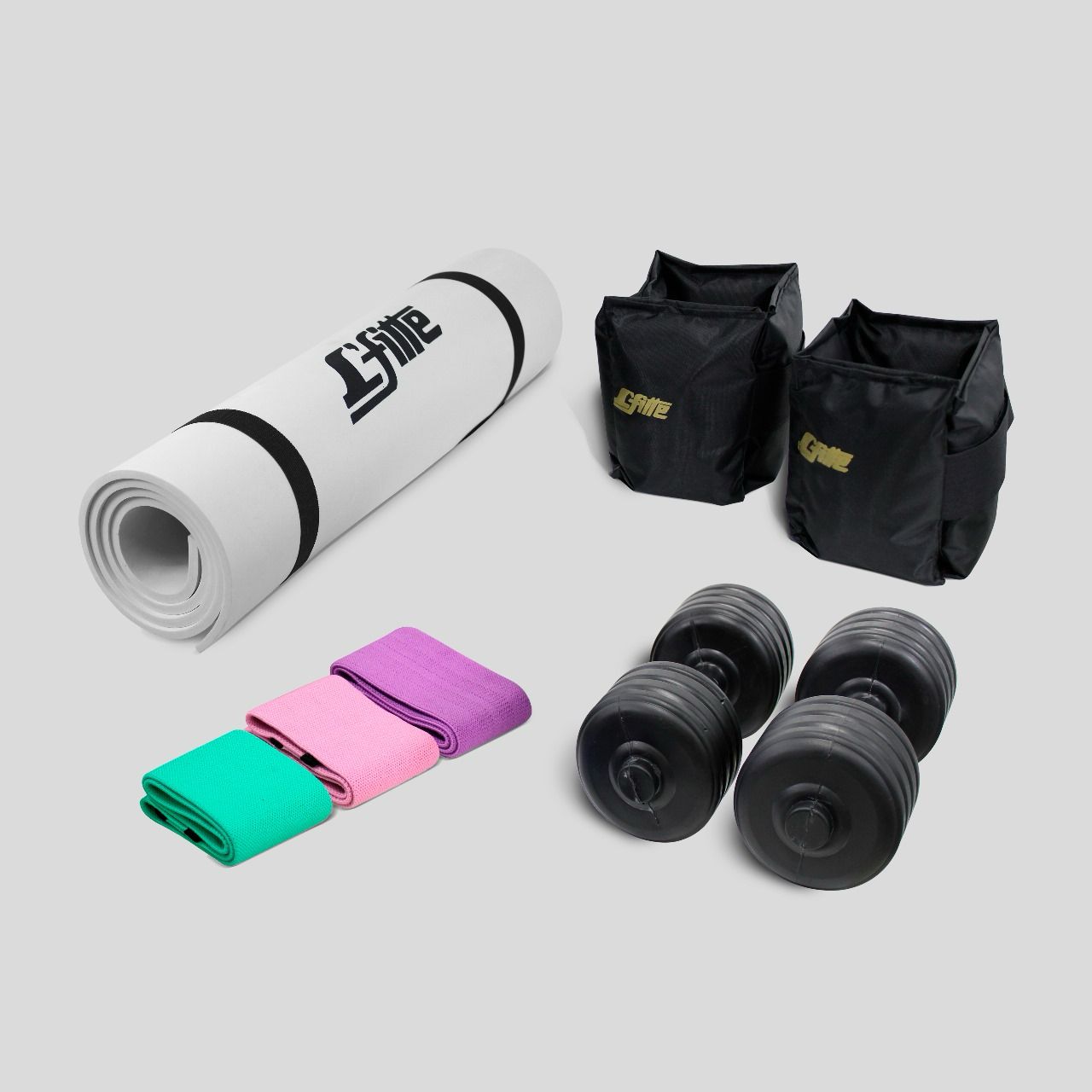 Kit de Tapete, mancuernas 3.5kg, polainas 2kg Y 3 Bandas De Tela