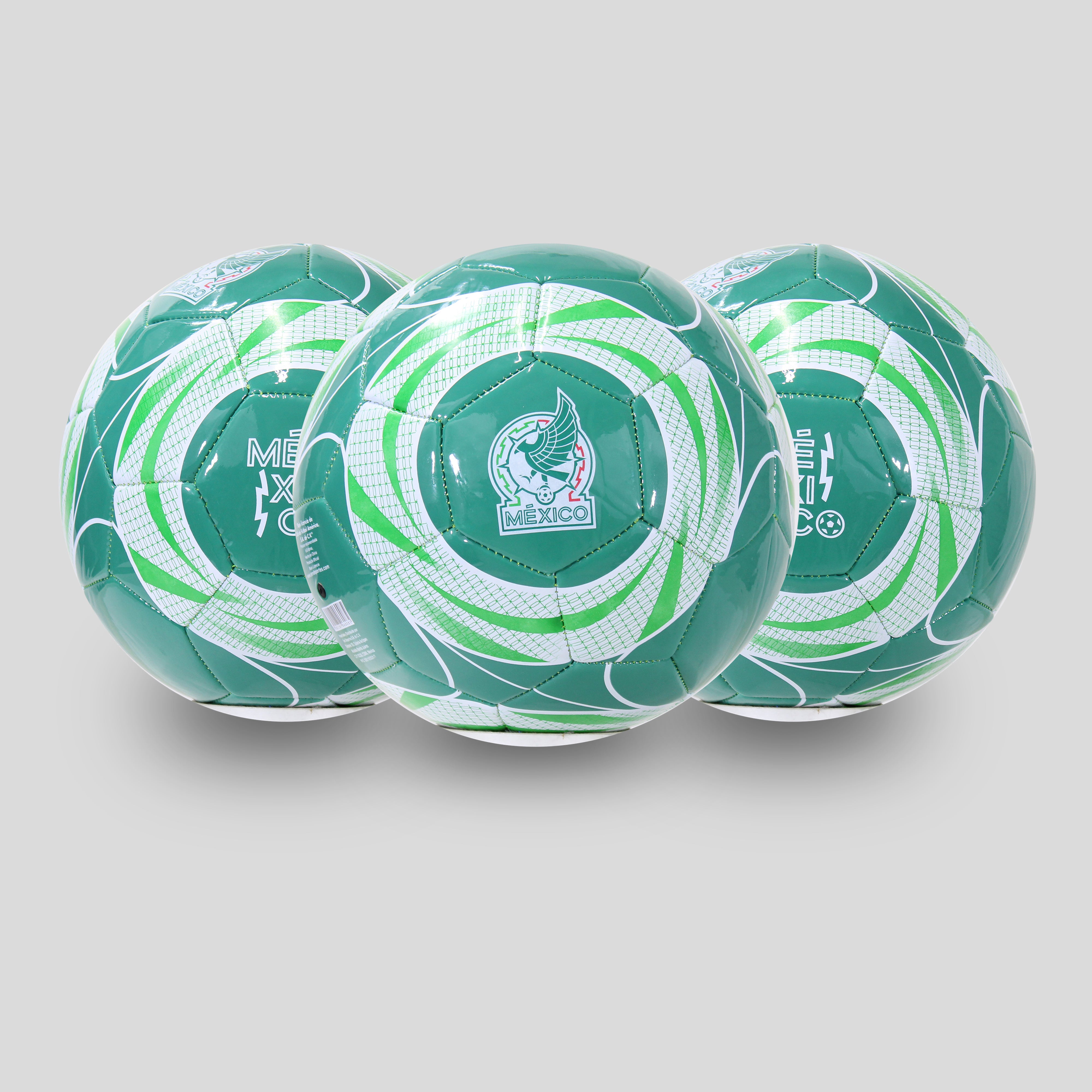 Set de 3 Balones Cocidos de Fútbol Recreativos/Con Diseño Selección Mexicana, Talla 5 Oficia