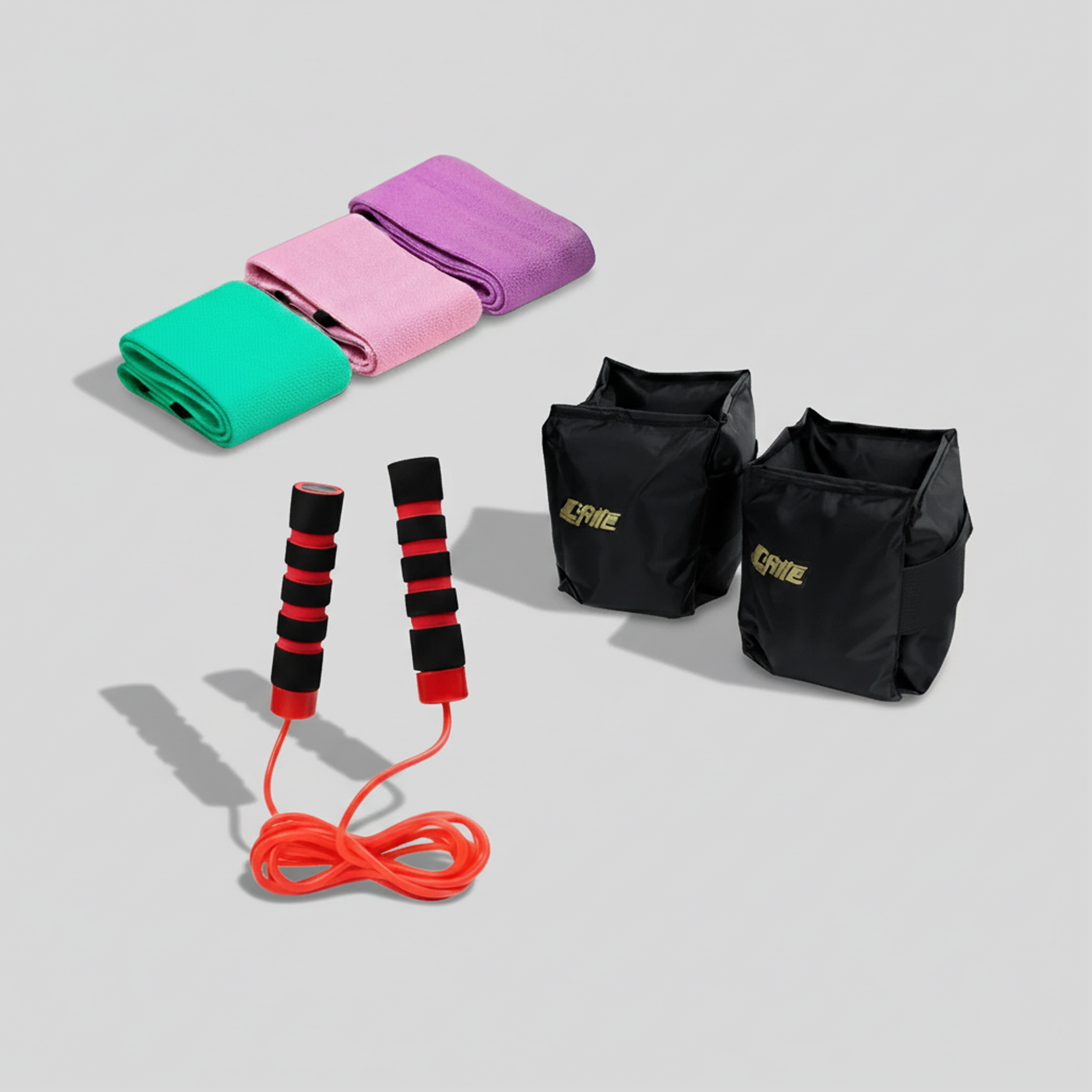 Kit Con Polaina 2kg Con Velcro Ajustable Ligas de Tela 3 Resistencias Diferentes Cuerda De Balero Para Acondicionamiento Fisico,Gym