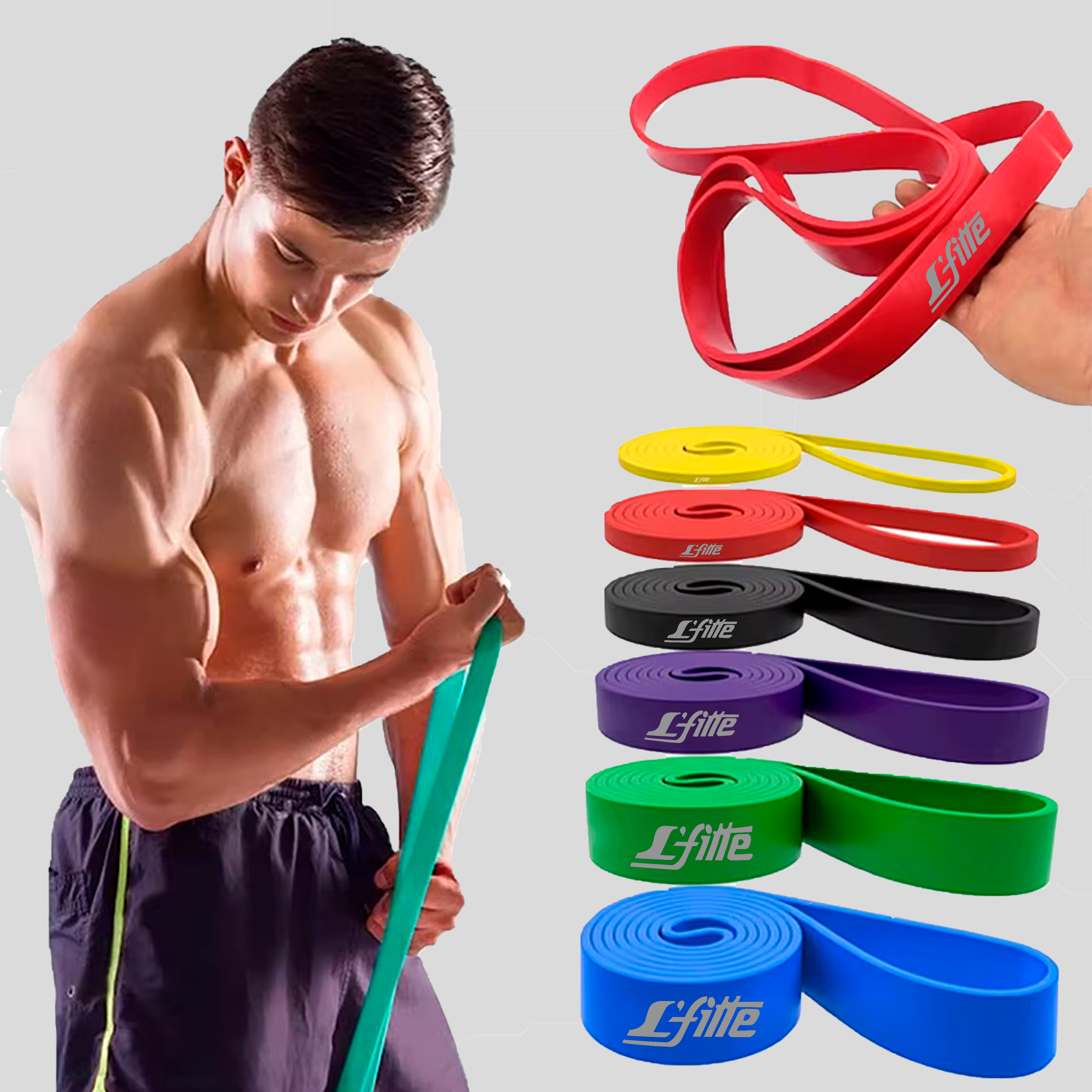 Kit 6 Ligas Bandas Resistencia Crossfit Pull Ups para Fortalecimiento Muscular y Ejercicios de Resistencia en 6 Colores Diversos