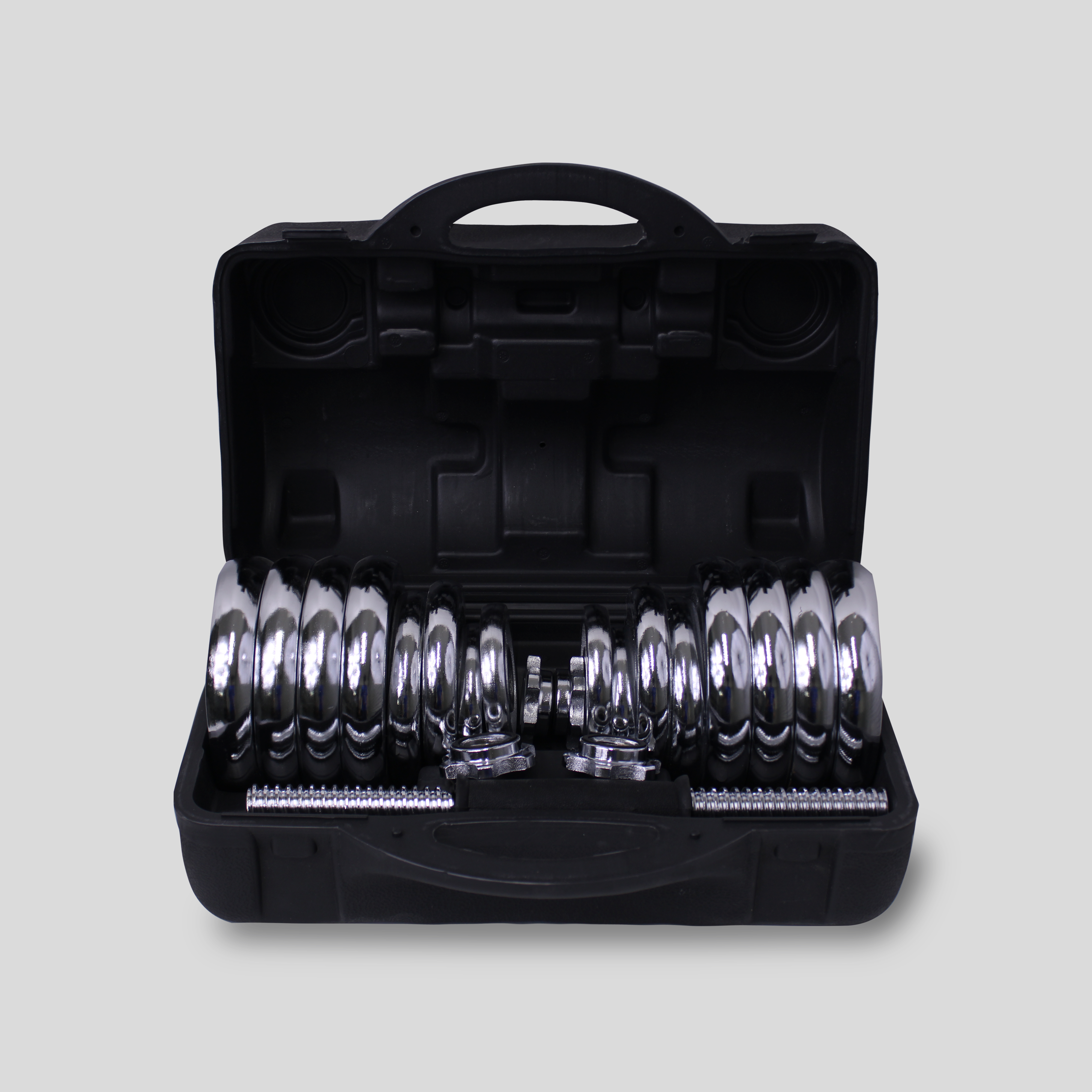 Estuche 30 Kg De Mancuernas Cromadas Peso Ajustable