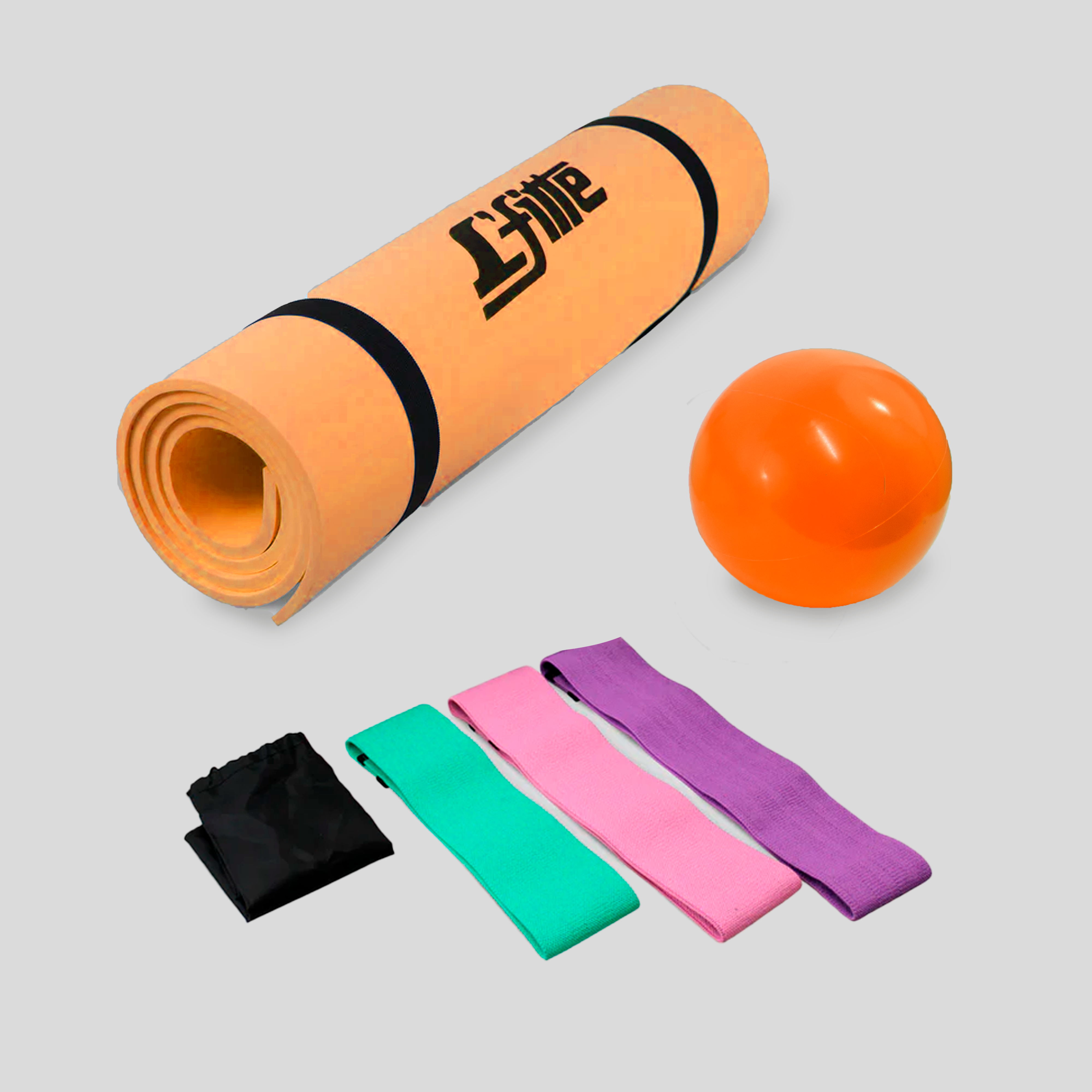 Kit De Ejercicio(Tapete, Pelota De Gel 1Kg,Bandas De Tela)