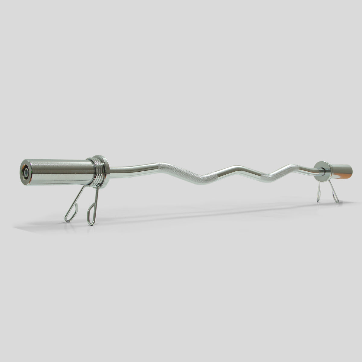 Barra Z Curva Semi Olímpica Cromada 120cm Uso Profesional Para Pesas O Discos Con Seguros