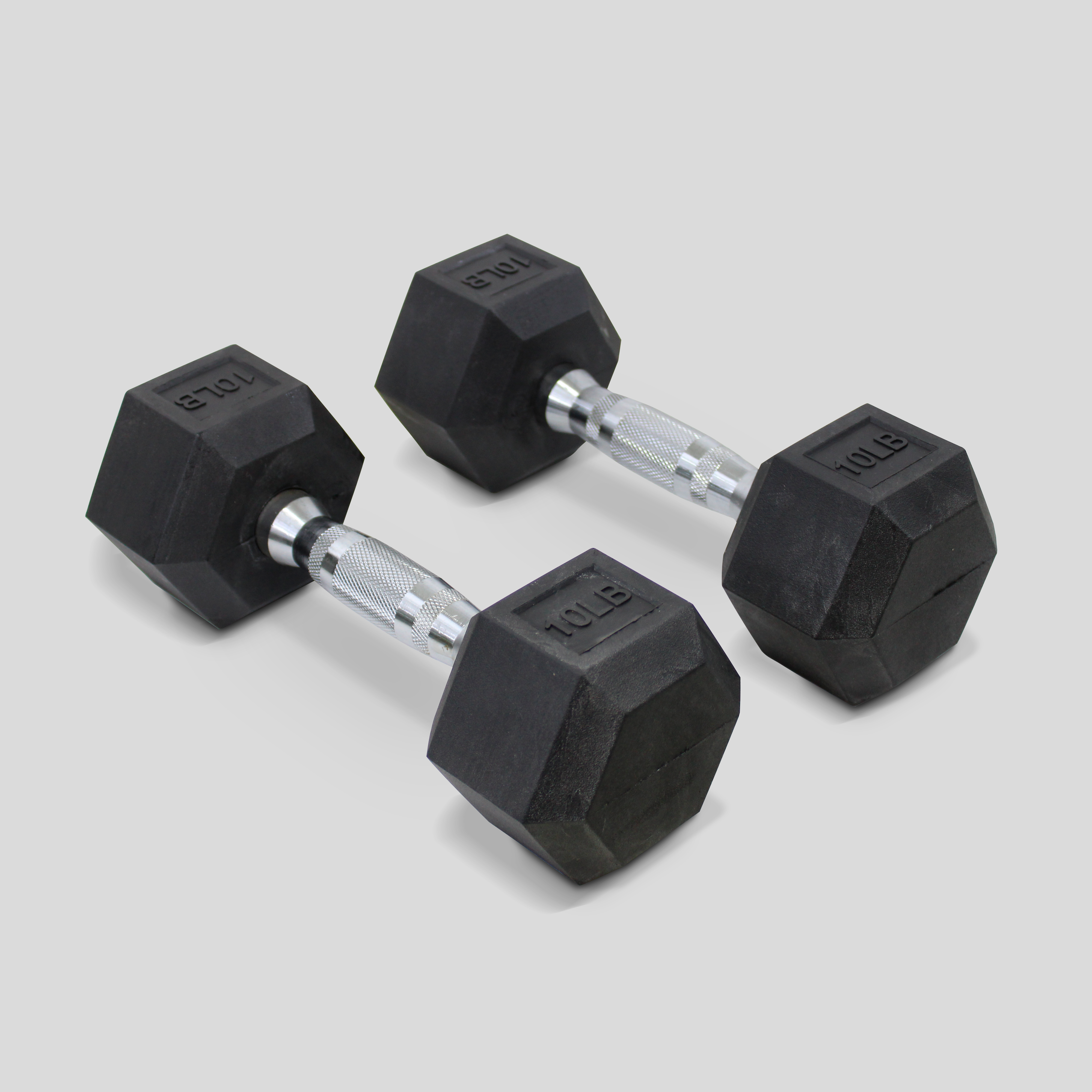 Par de Mancuernas Hexagonales de Metal con Recubrimiento de 10 lb c/u (20 lb Total) para Ejercicio en Gym/Diseño Antideslizante en Color Negro