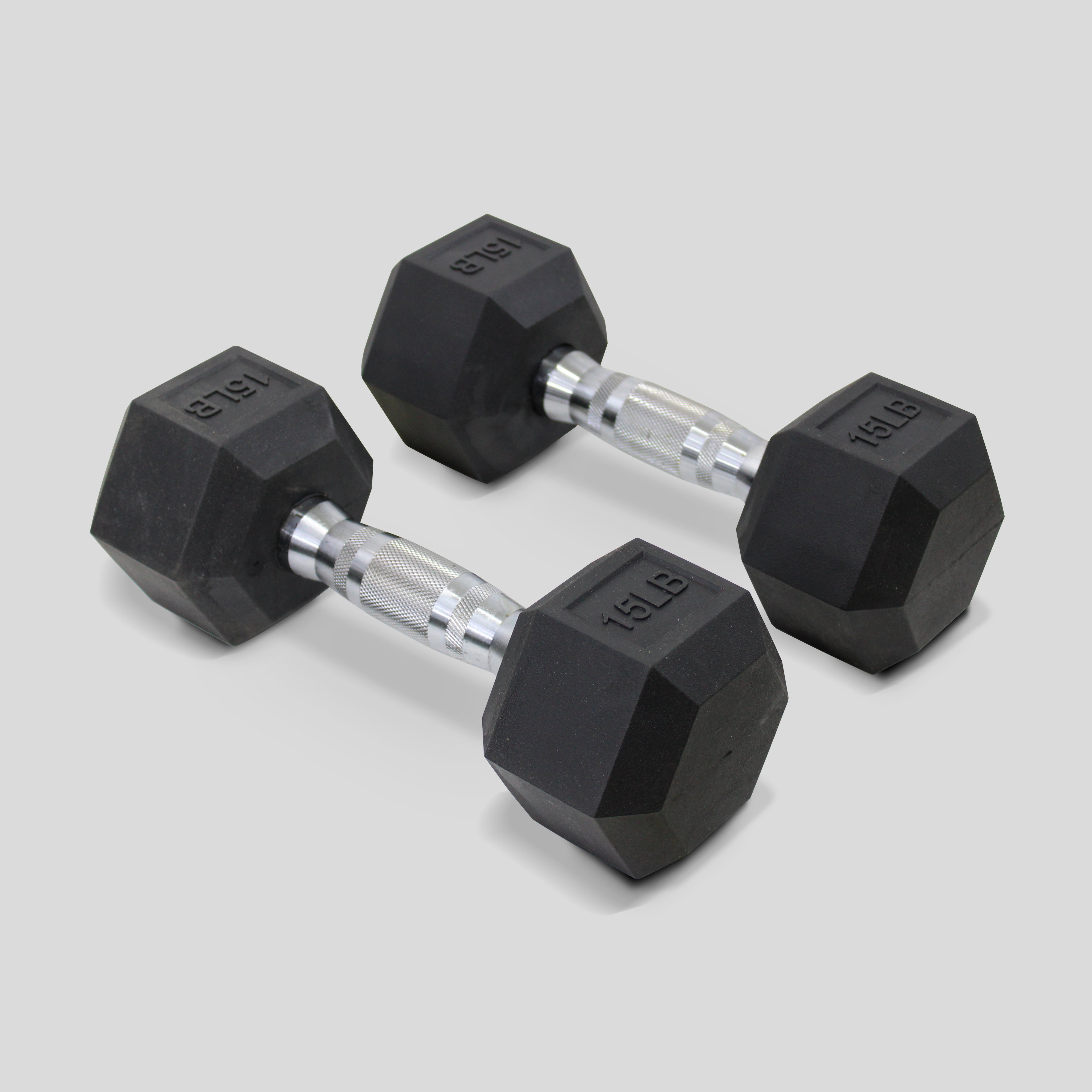 Par de Mancuernas Hexagonales de 15 lb c/u (30 lb Total) con Recubrimiento de Caucho/Pesas Profesionales para Gimnasio o Casa