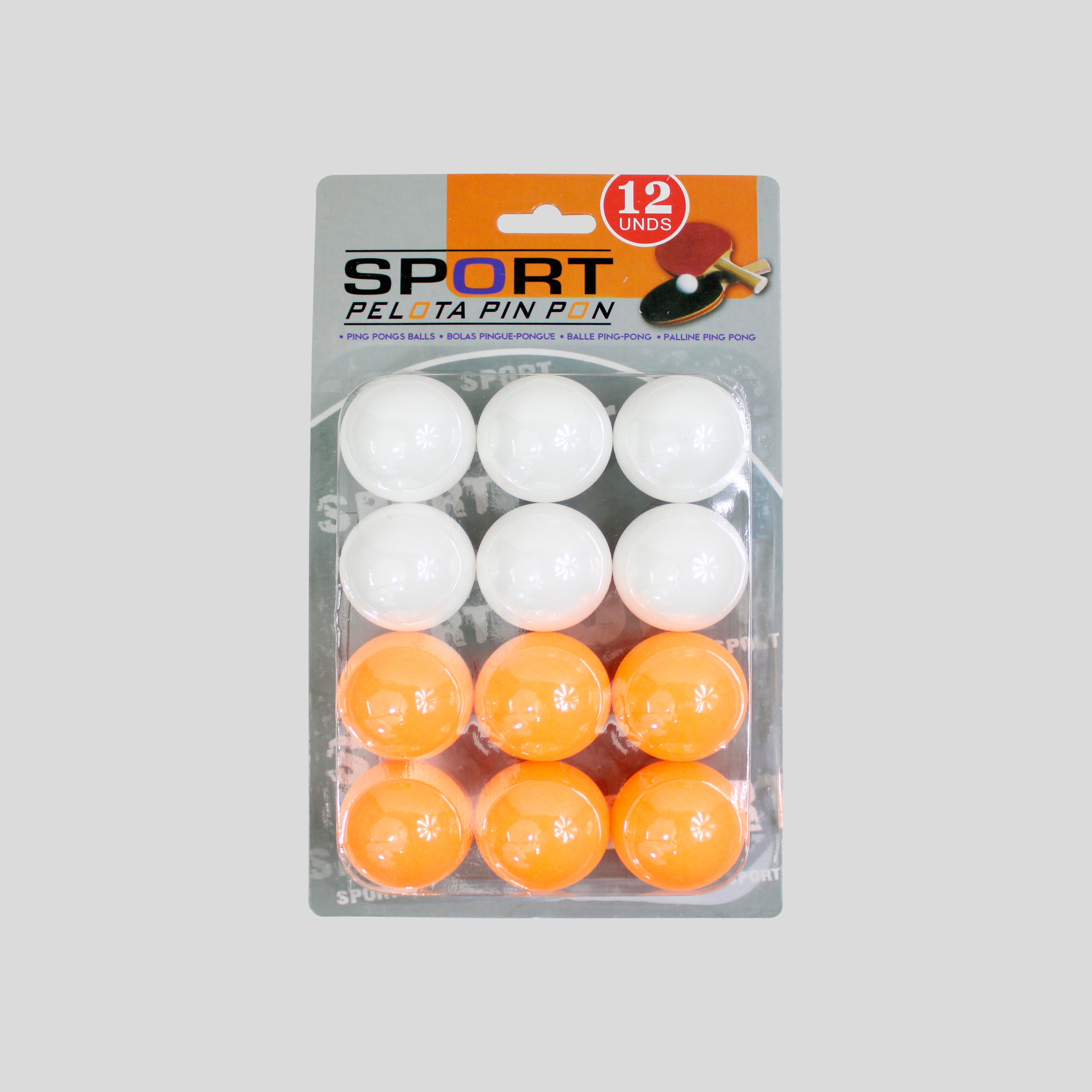 Paquete De 12 Pelotas De Ping Pong O Beer Pong/Blancas Y Naranjas, Uso Recreativo Con Empaque Práctico