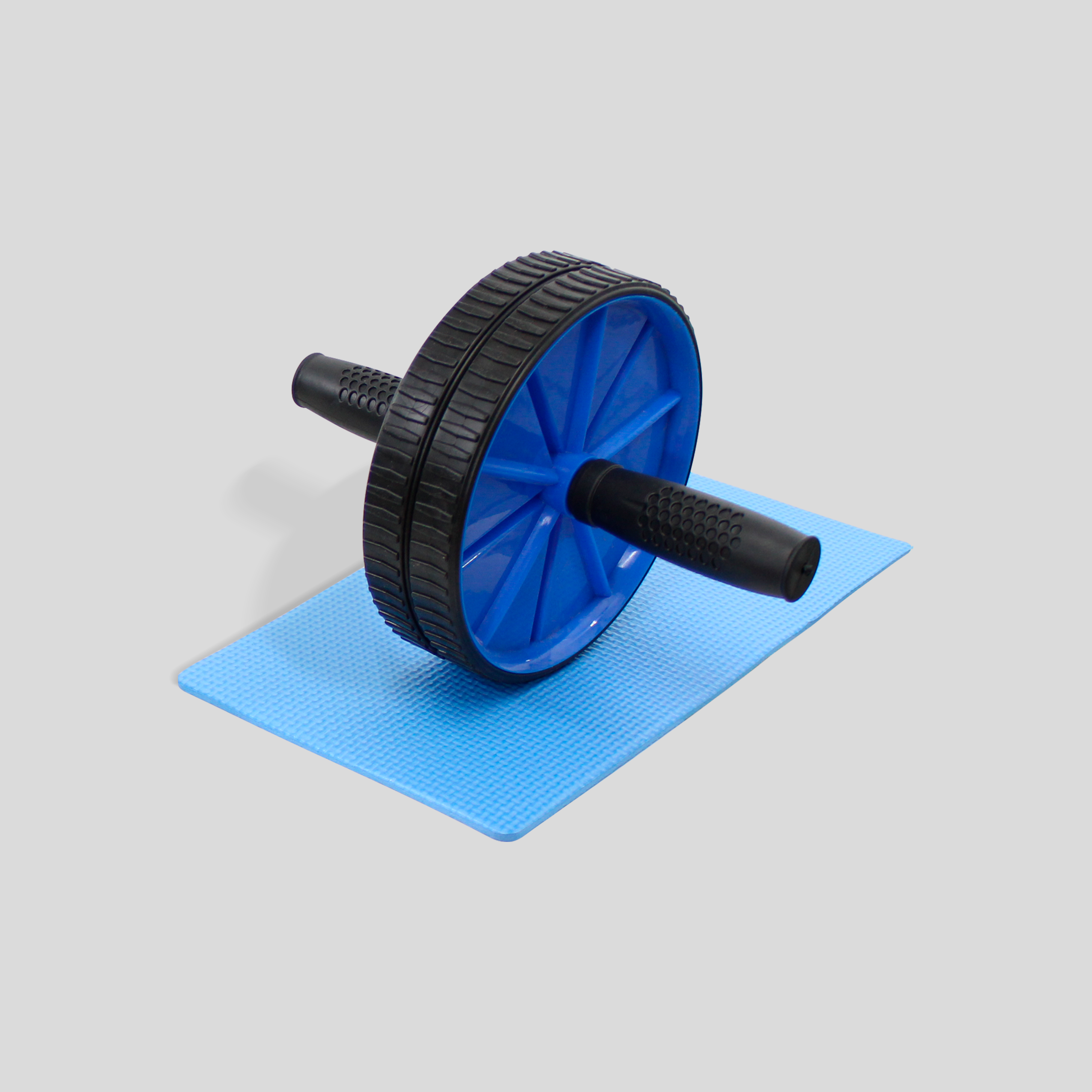 Rueda Para Abdominales Con Tapete Azul Incluido Y Agarraderas Acojinadas Para Ejercicios De Fitness