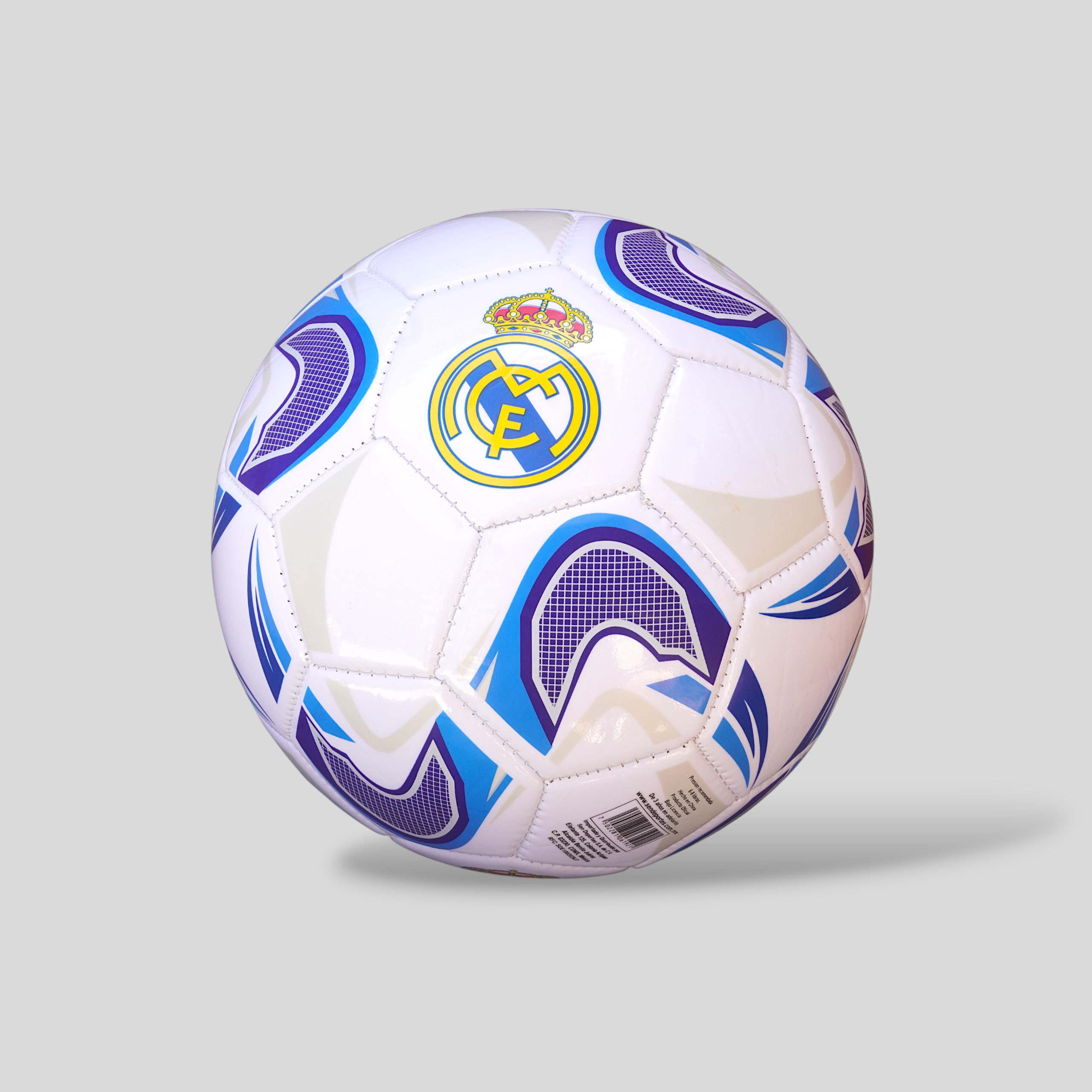 Balón de Fútbol Real Madrid Blanco y Rosa Número 5 Cosido