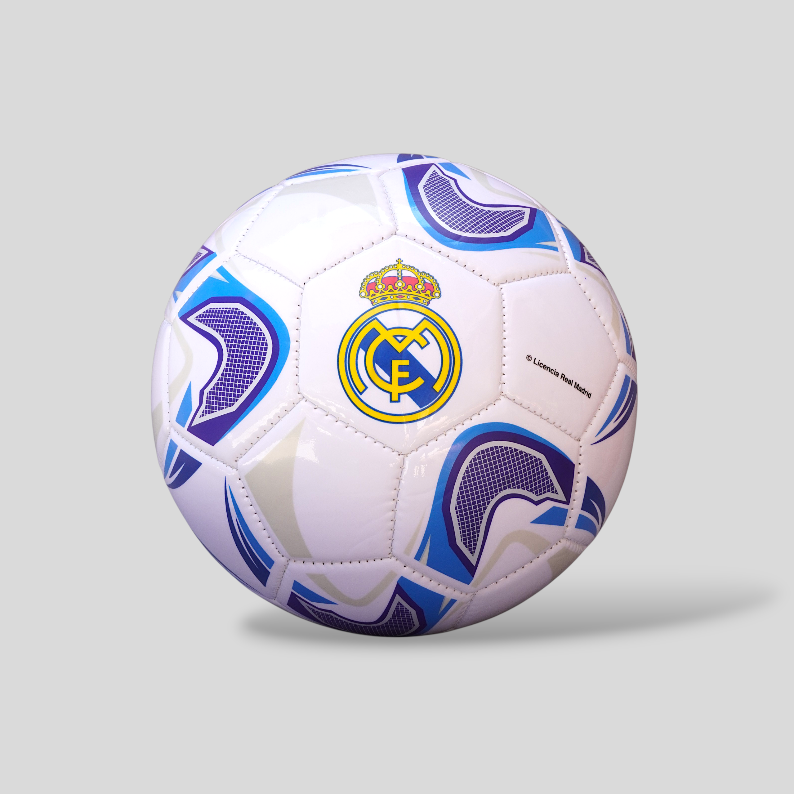 Balón de Fútbol Real Madrid Blanco y Rosa Número 5 Cosido