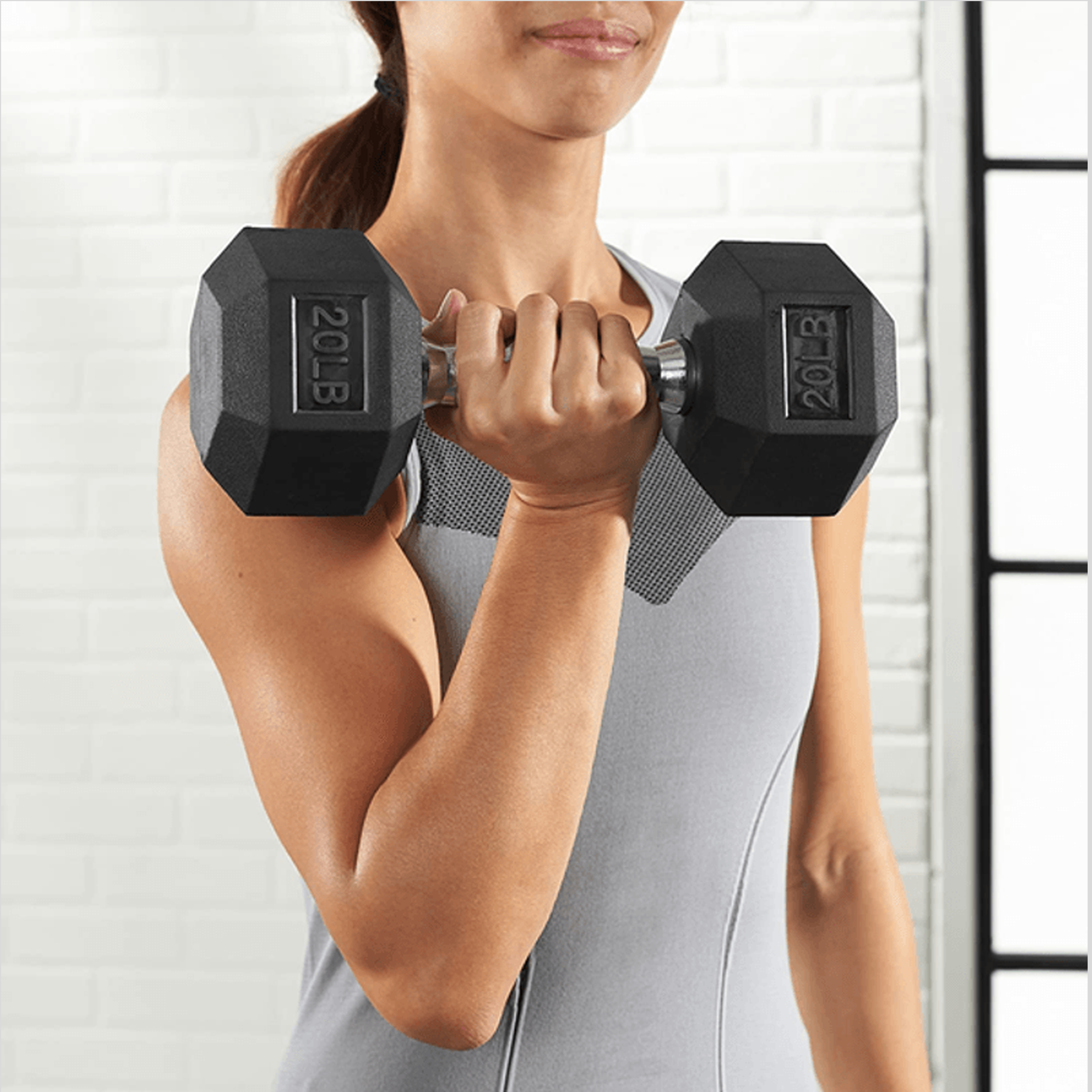Par de Mancuernas Profesionales de 20 lb c/u (40 lb Total) con Recubrimiento de Caucho/Hexagonales para Casa o Gimnasio
