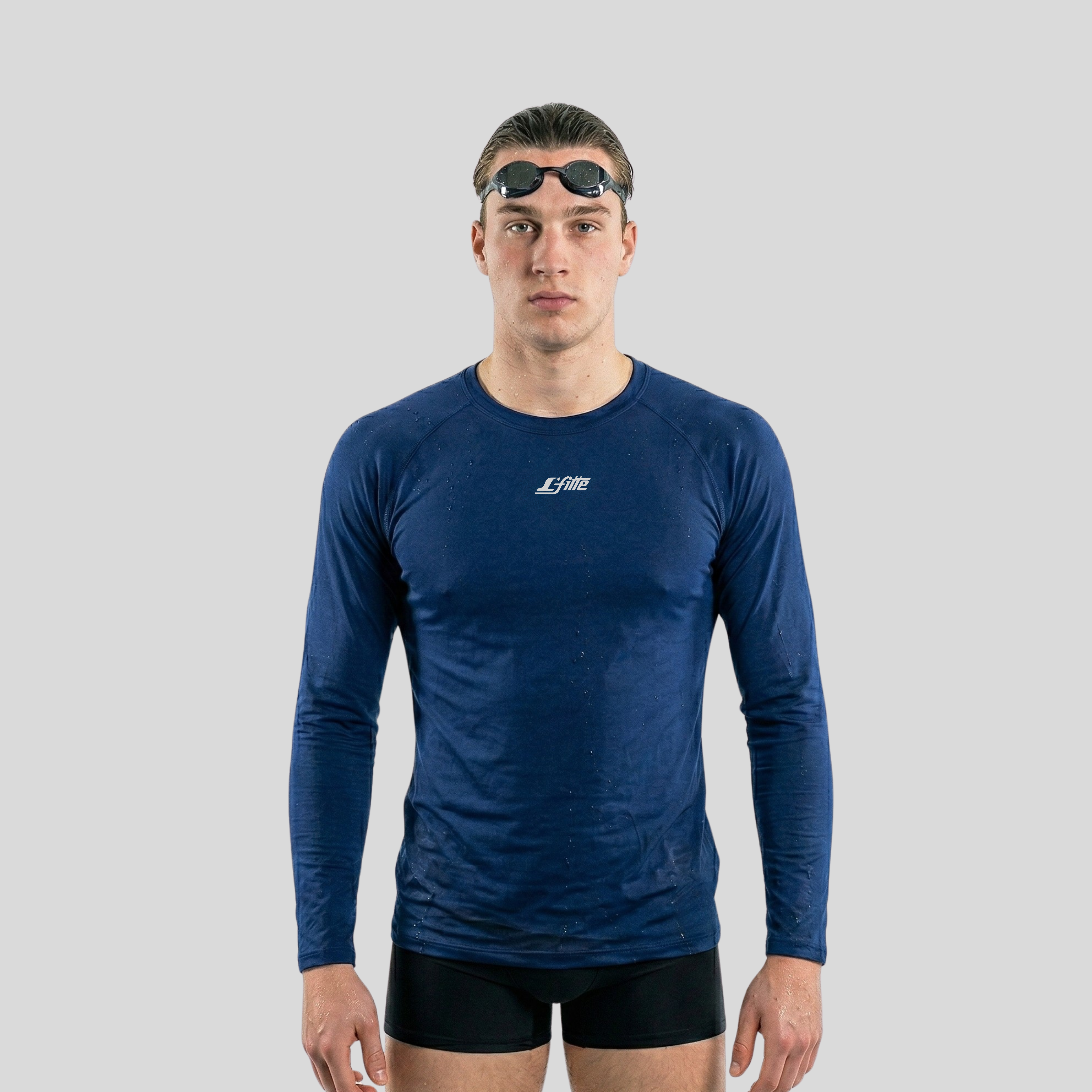 Camisa de Natación para Hombre, Corte Ajustado, Resistente al Cloro y con Protección UV