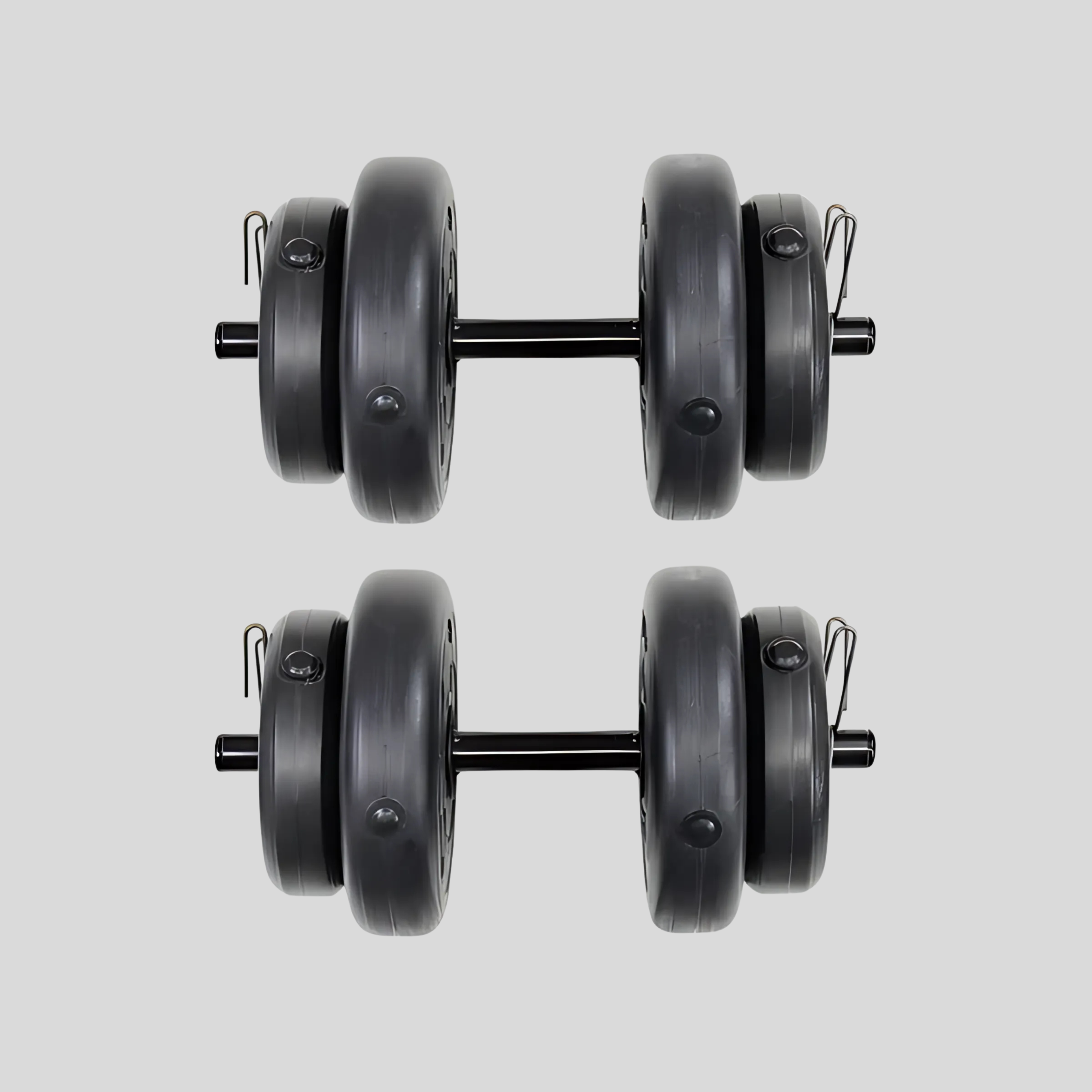 Set De 115lb Con Barra, Mancuernas y Bandas de Diferentes Resistencias