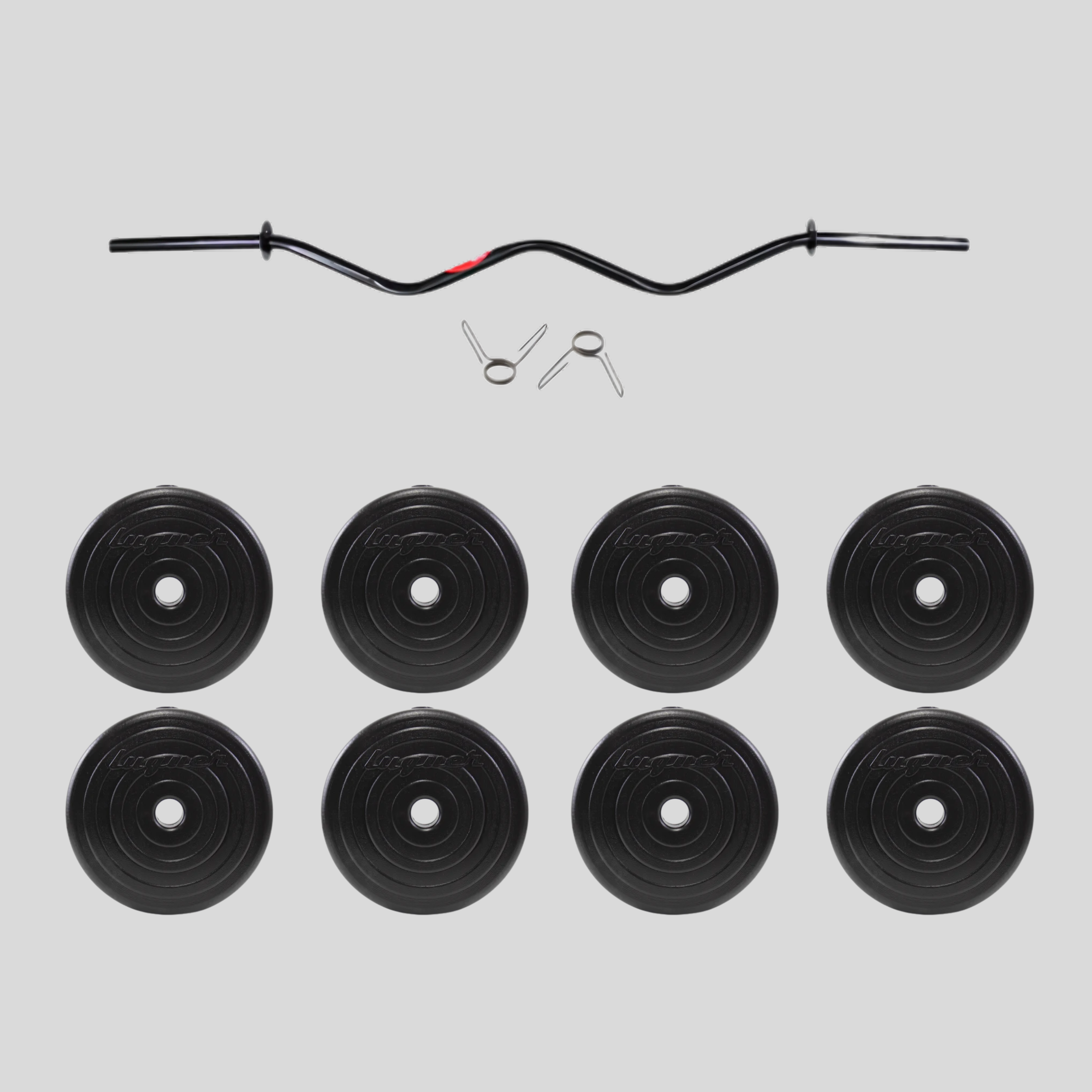 Set de 8 Discos de 5 kg Con Barra Z