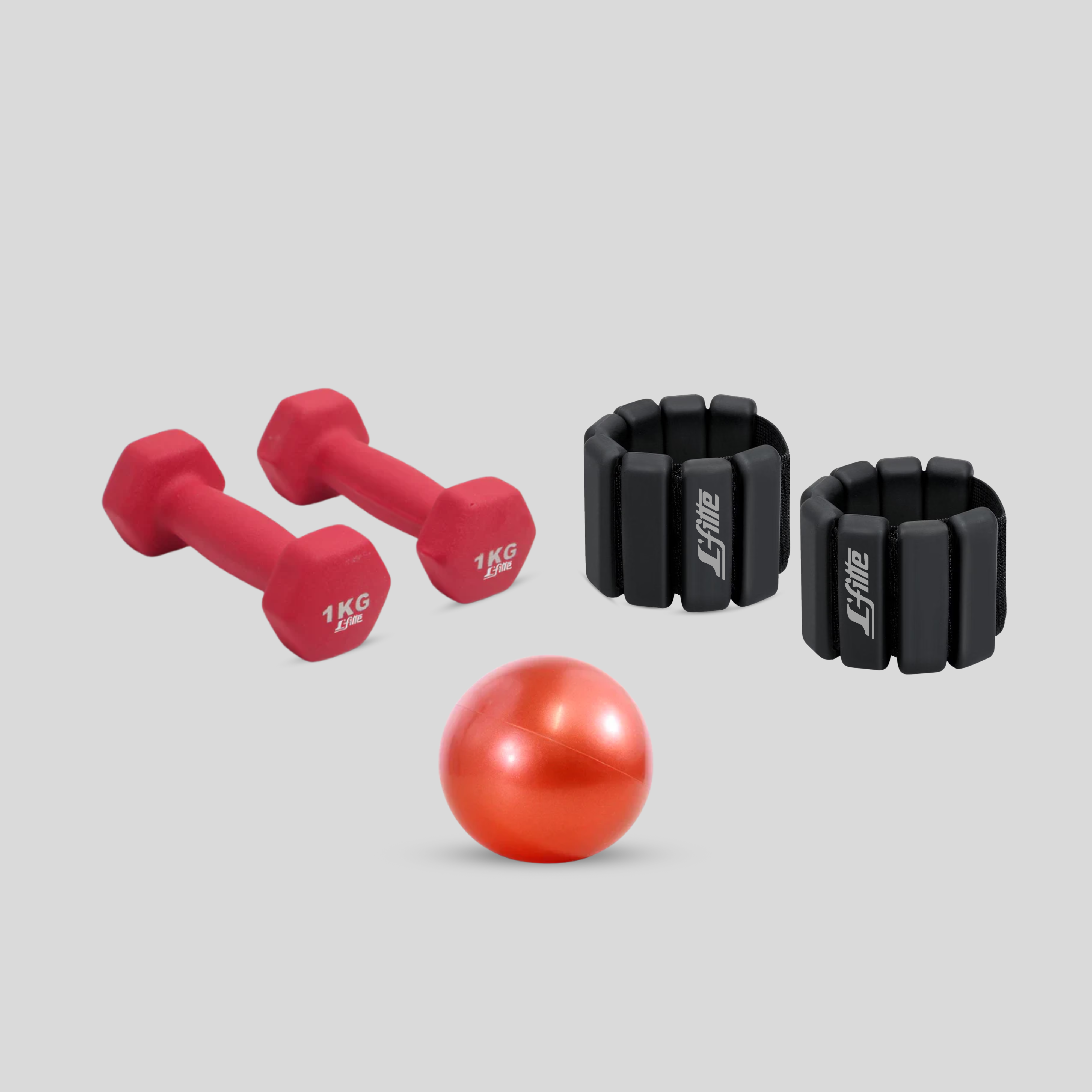 Kit Mancuernas 1kg,Pelota De Gel 1kg,Polainas 450gr