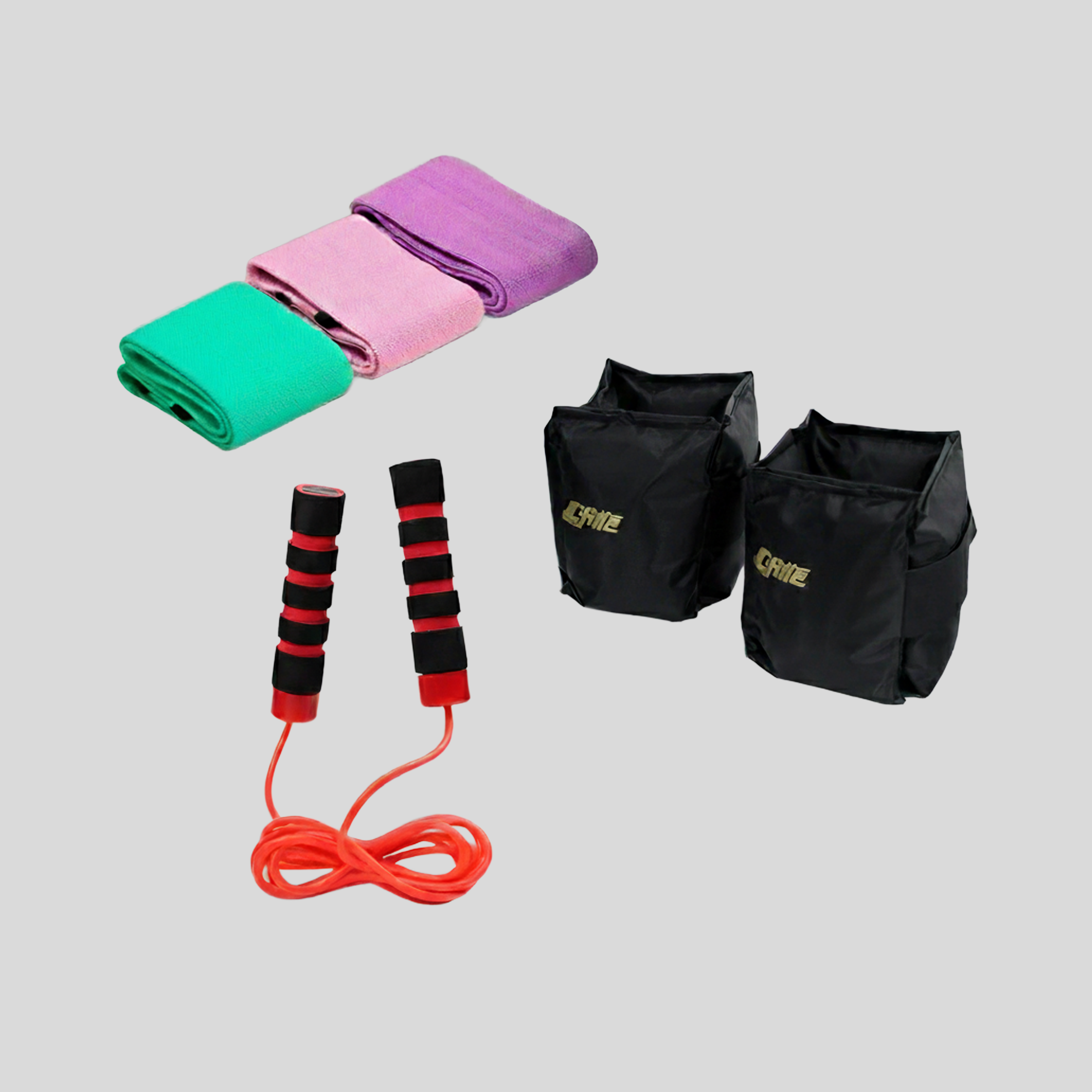 Kit Con Polaina 2kg Con Velcro Ajustable Ligas de Tela 3 Resistencias Diferentes Cuerda De Balero Para Acondicionamiento Fisico,Gym