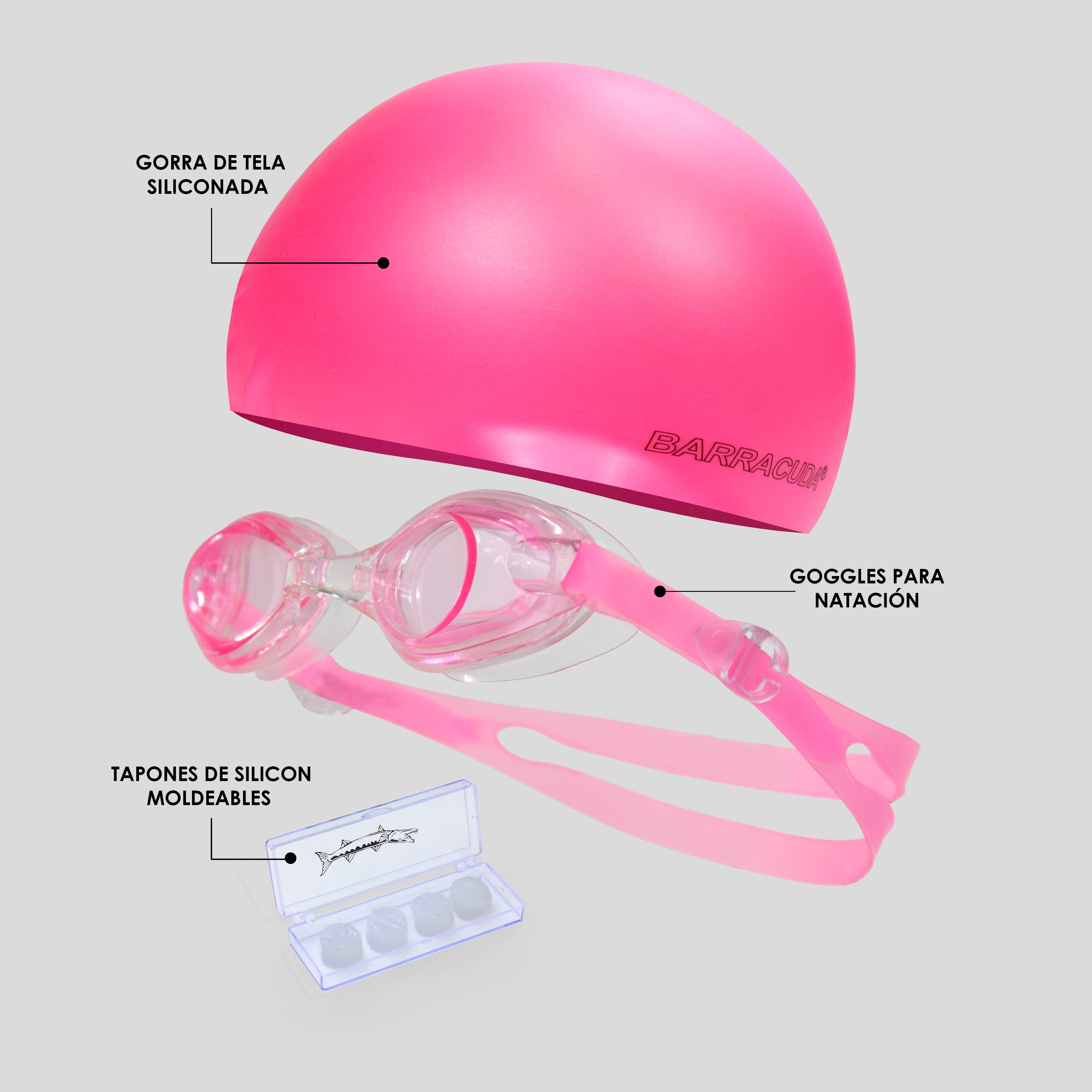 Kit Barracuda De Natación 3pcs Goggle Gorra Tapones De Niño