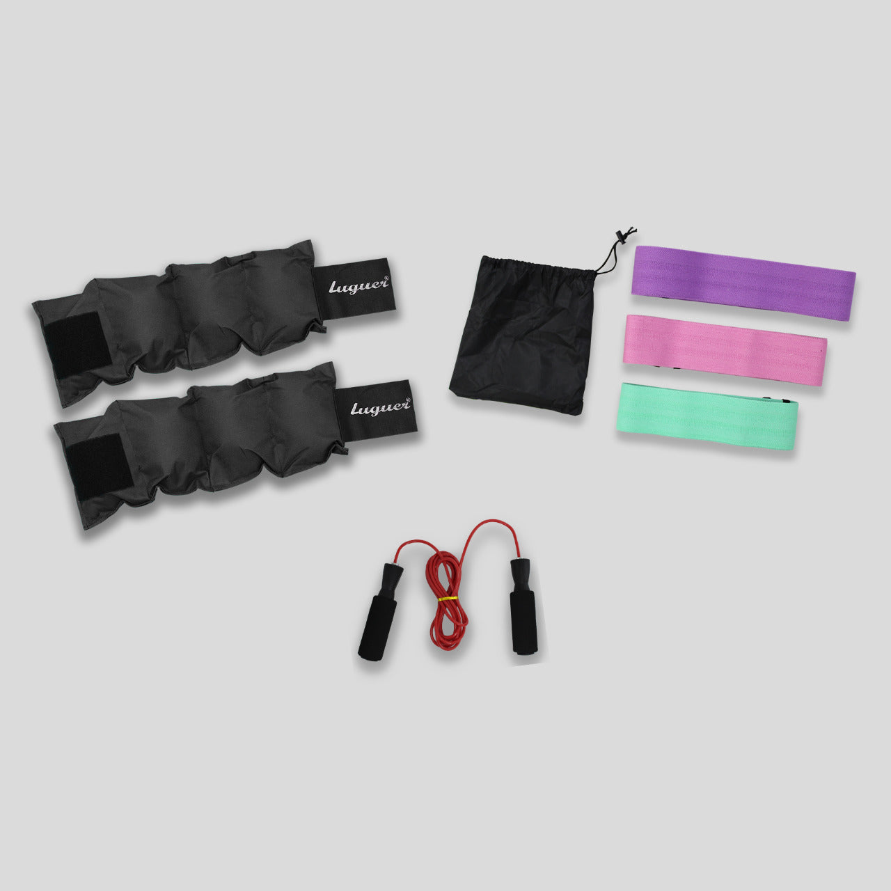 Kit Con Polaina 2kg, Ligas de Tela 3 Resistencia, Cuerda De Balero